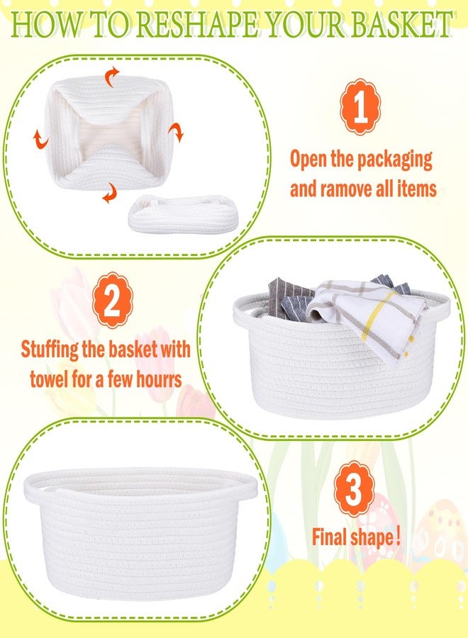 Pickmesh Easter Gift Basket Cute Small Woven Basket with Bags Tissue Paper Label and Ribbons Easter Gift Empty Woven for Boxes - Image 4